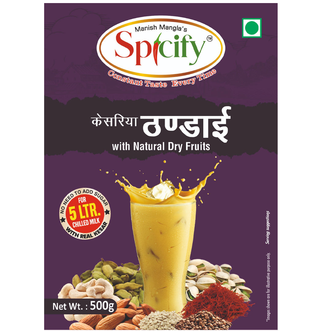 Spicify Kesariya Thandai 500g | Made with Natural Dry Fruits & Real Kesar | Healthy & Refreshing Drink