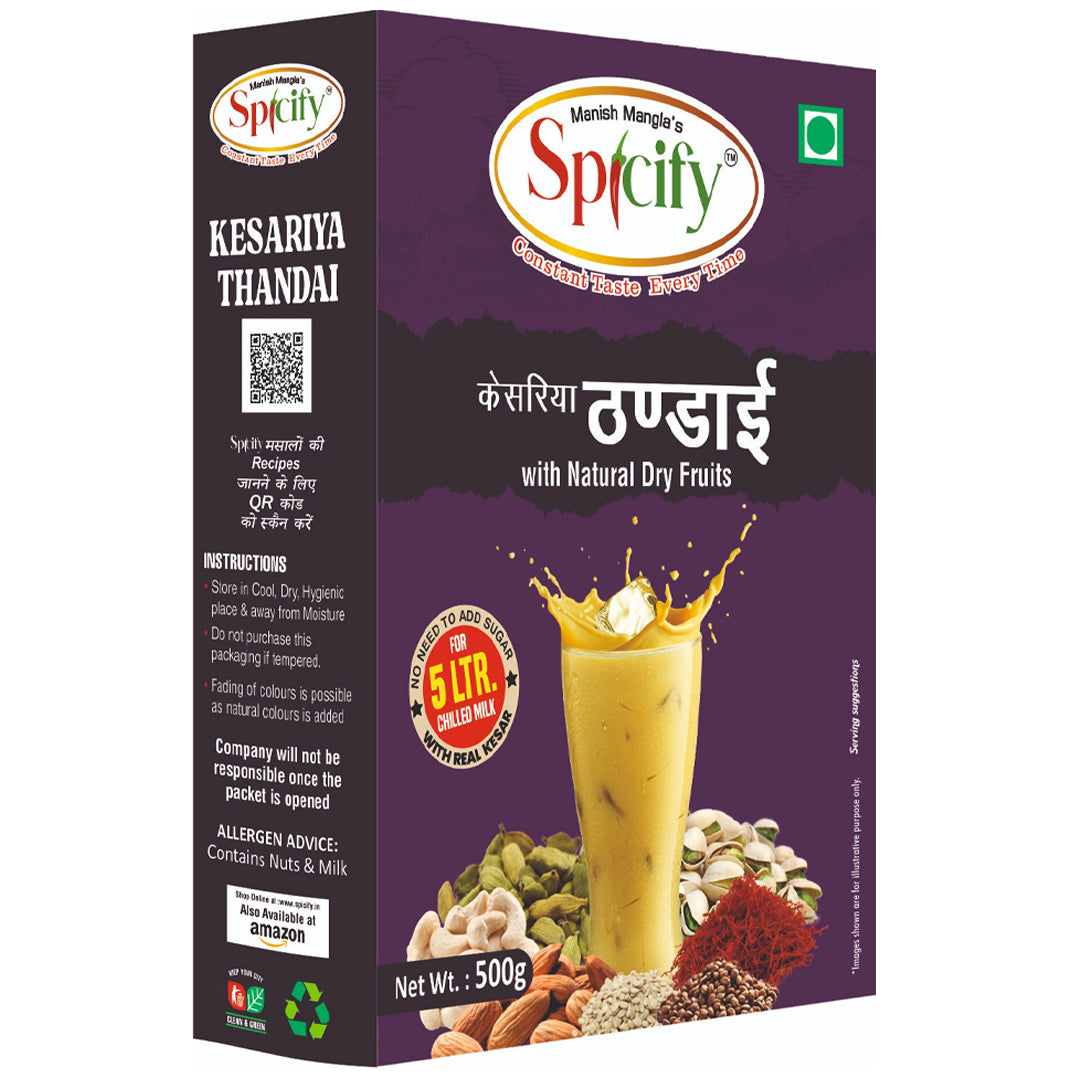 Spicify Kesariya Thandai 500g | Made with Natural Dry Fruits & Real Kesar | Healthy & Refreshing Drink
