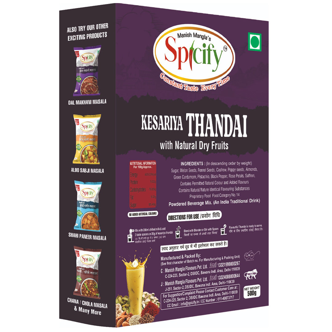 Spicify Kesariya Thandai 500g | Made with Natural Dry Fruits & Real Kesar | Healthy & Refreshing Drink