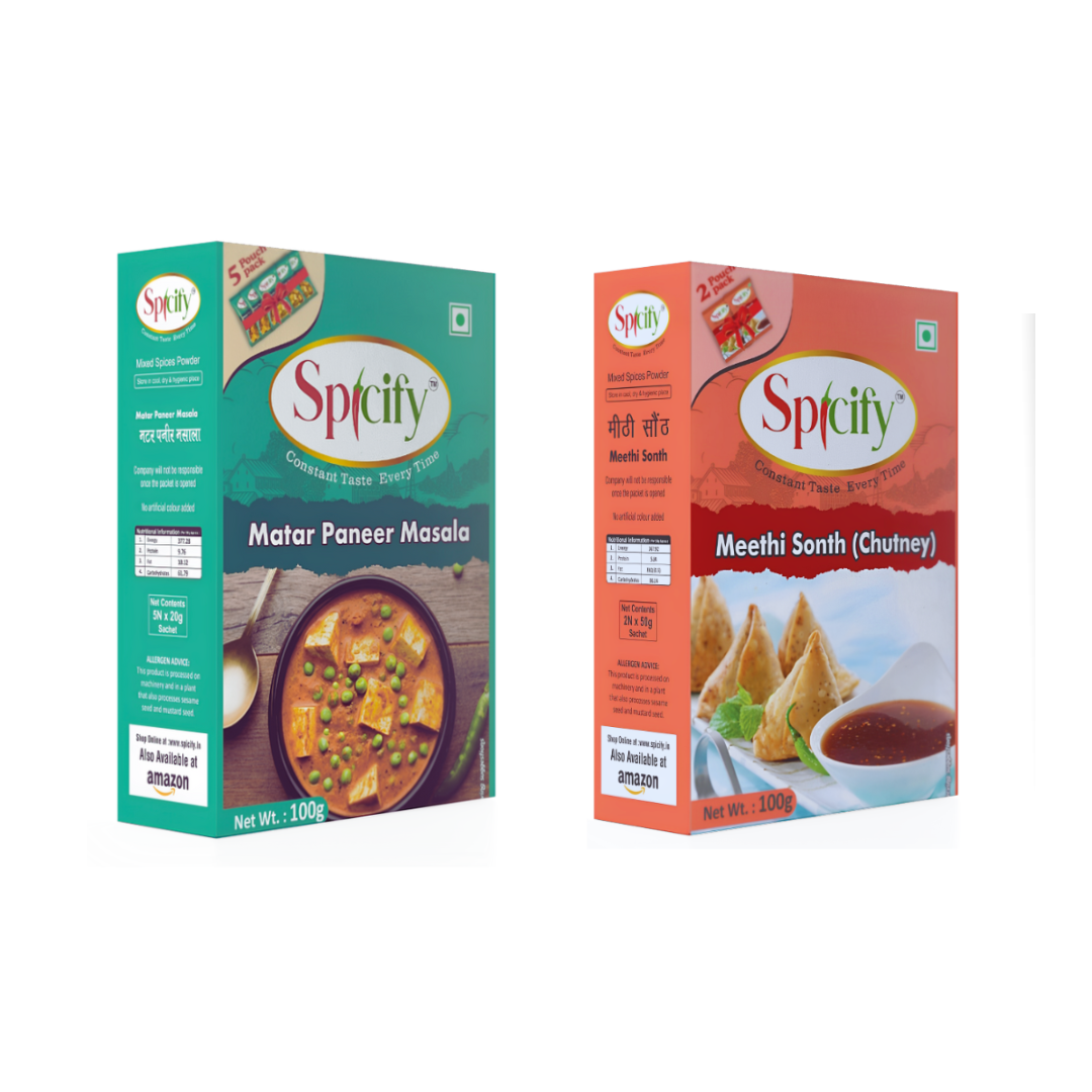 Spicify Matar Paneer Masala + Meethi Sonth Chutney | Pack of 2 100g Each