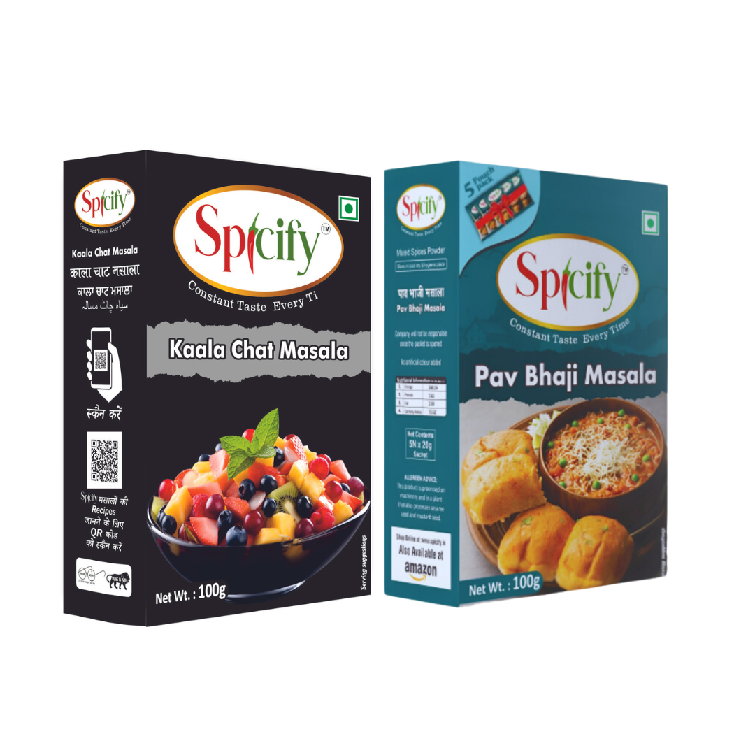 Spicify Kaala Chat Masala+ Pav Bhaji Masala| Pack of 2-100g each