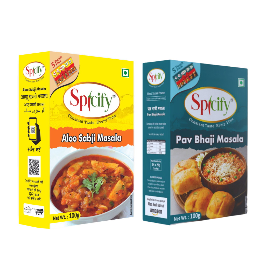 Spicify Aloo Sabji Masala+ Pav Bhaji Masala| Pack of 2-100g each