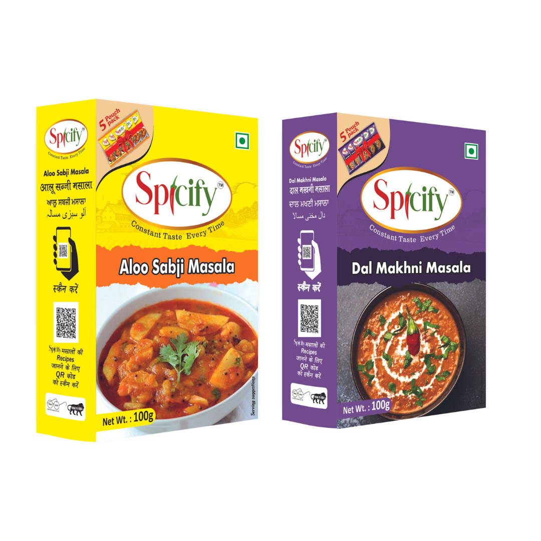 Spicify Aloo Sabji Masala+ Dal Makhani Masala| Pack of 2- 100g each