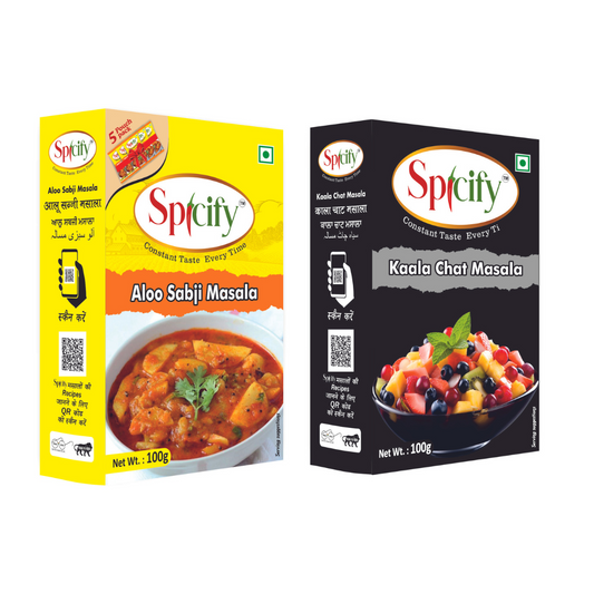 Spicify Aloo Sabji Masala+ Kaala Chat Masala| Pack of 2- 100g each