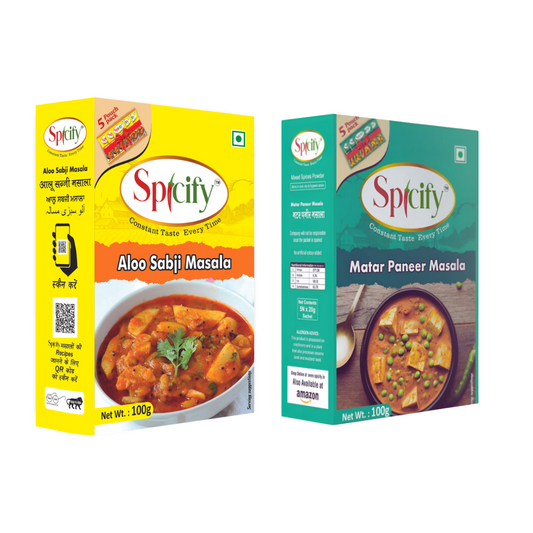 Spicify Aloo Sabji Masala+ Matar Paneer Masala| Pack of 2-100g each