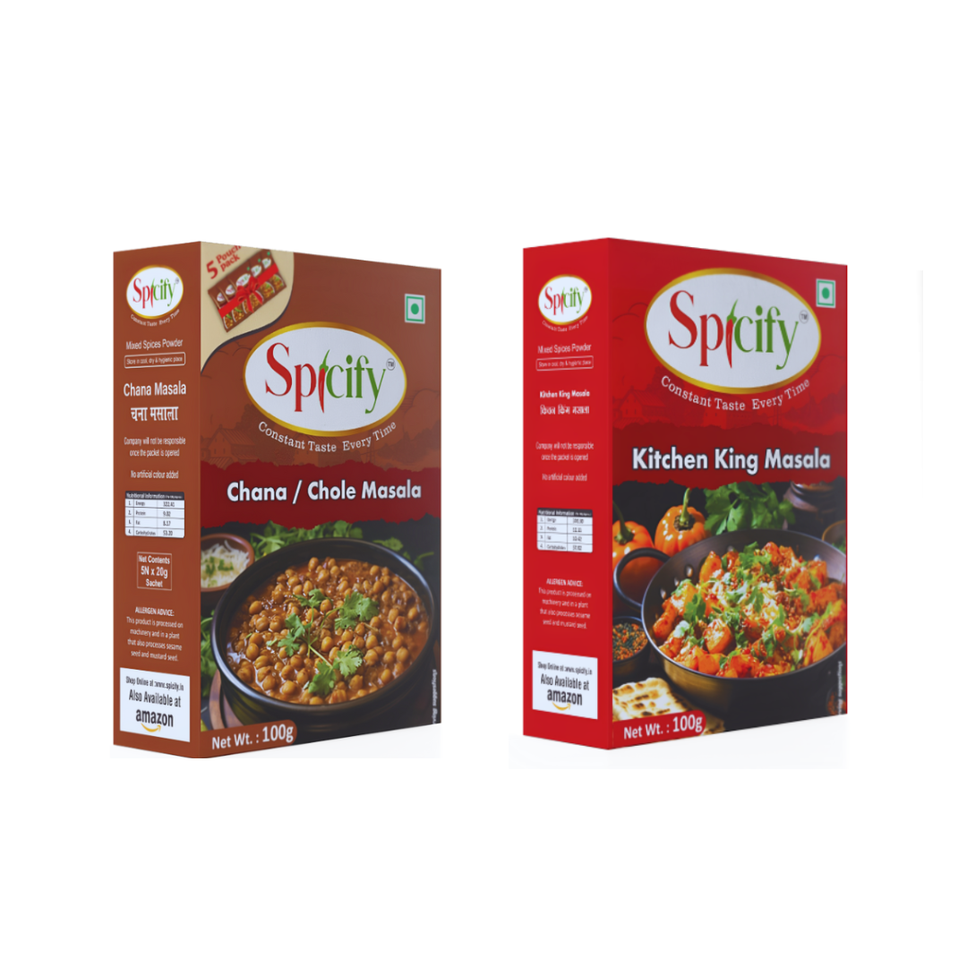 Spicify Chole Masala + Kitchen King Masala | Pack of 2 100g Each