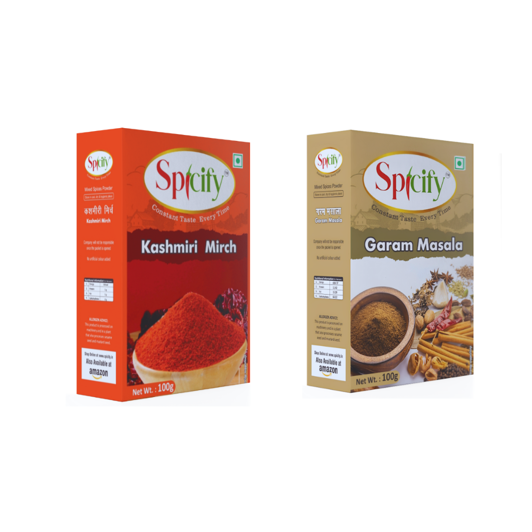 Spicify Kashmiri Mirch+ Garam Masala| Pack of 2- 100g each