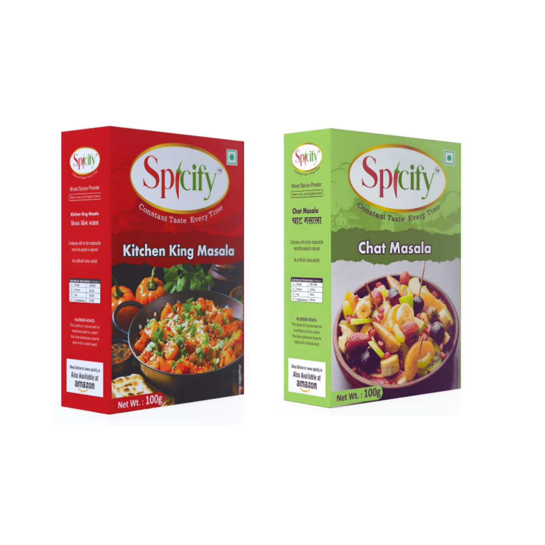 Spicify Kitchen King + Chat Masala | Pack of 2 100g Each