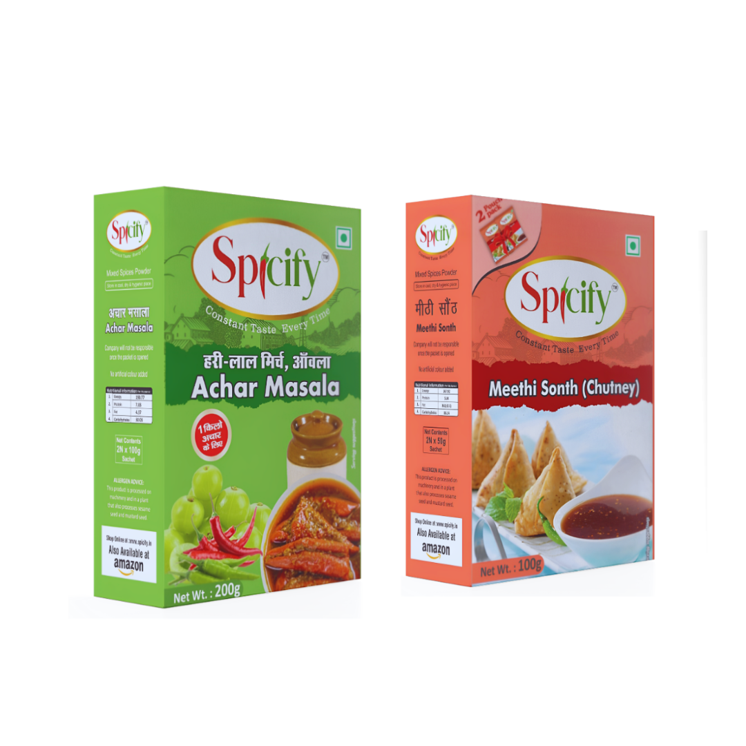 Spicify Mirch Achar Masala+ Meethi Sonth Chutney| Pack of 2