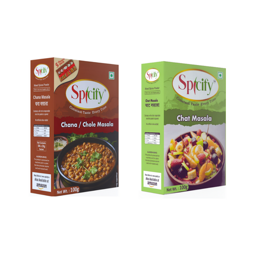 Spicify Chole Masala + Chat Masala | Pack of 2 100g Each