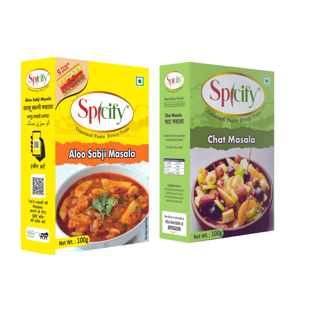 Spicify Aloo Sabji Masala+ Chat Masala| Pack of 2- 100g each