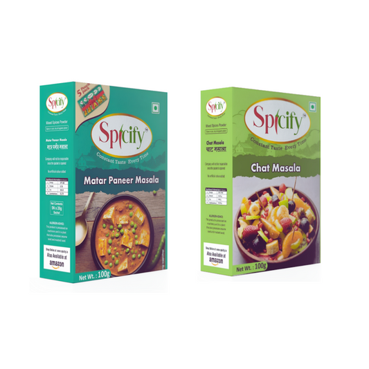 Spicify Matar Paneer & Chat Masala Combo | 100g Pack Size | 100% Pure Spices