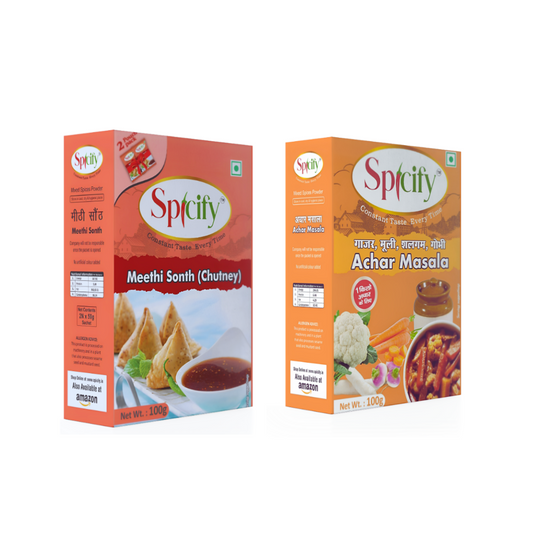 Spicify Meethi Sonth Chutney+ Mix Veg Achar Masala| Pack of 2- 100g each