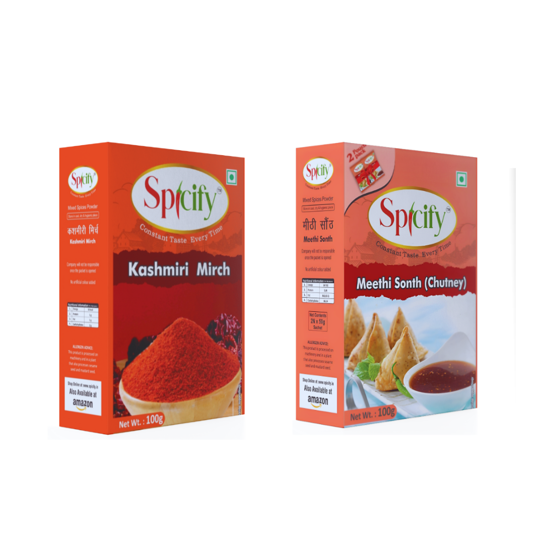 Spicify Kashmiri Mirch+ Meethi Sonth Chutney| Pack of 2-100g each