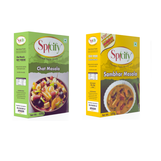 Spicify Chat Masala+ Sambhar Masala| Pack of 2- 100g each