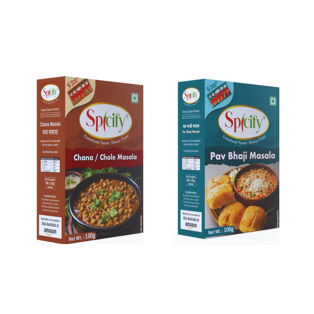 Spicify Chole Masala + Pav Bhaji Masala | Pack of 2 100g Each