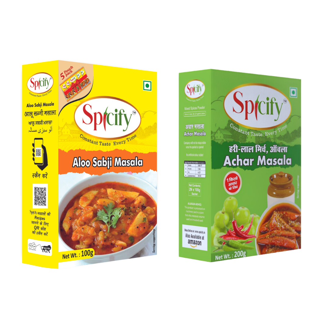 Spicify Aloo Sabji Masala+ Mirch Achar Masala| Pack of 2