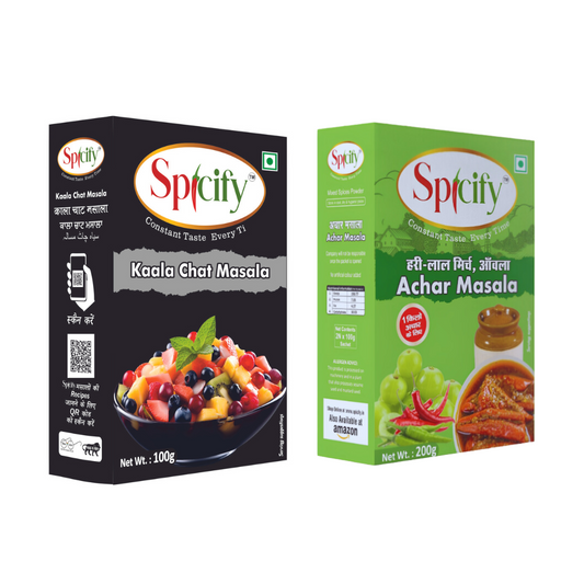 Spicify Kaala Chat Masala+ Mirch Achar Masala| Pack of 2