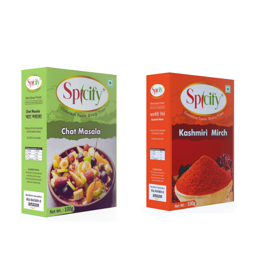 Spicify Chat Masala+ Kashmiri Mirch| Pack of 2 - 100g each