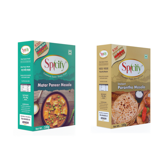 Spicify Matar Paneer & Parantha Masala | Pack of 2 100g each | 100% Pure Spices