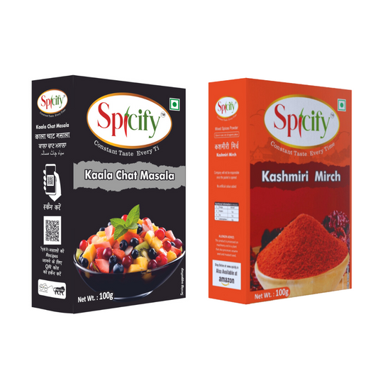 Spicify Kaala Chat Masala+ Kashmiri Mirch| Pack of 2-100g each