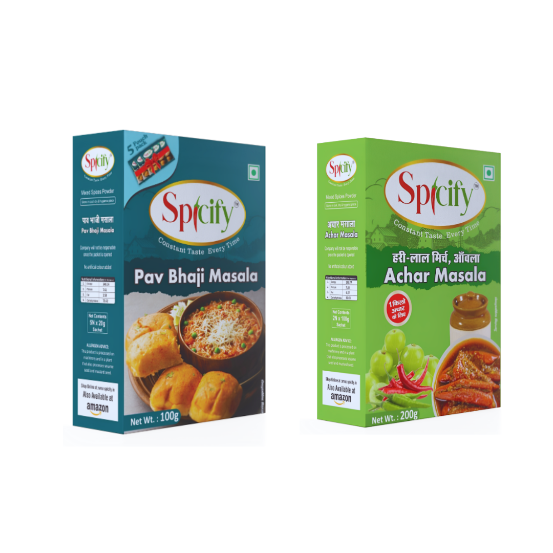 Spicify Pav Bhaji Masala+ Mirch Achar Masala| Pack of 2