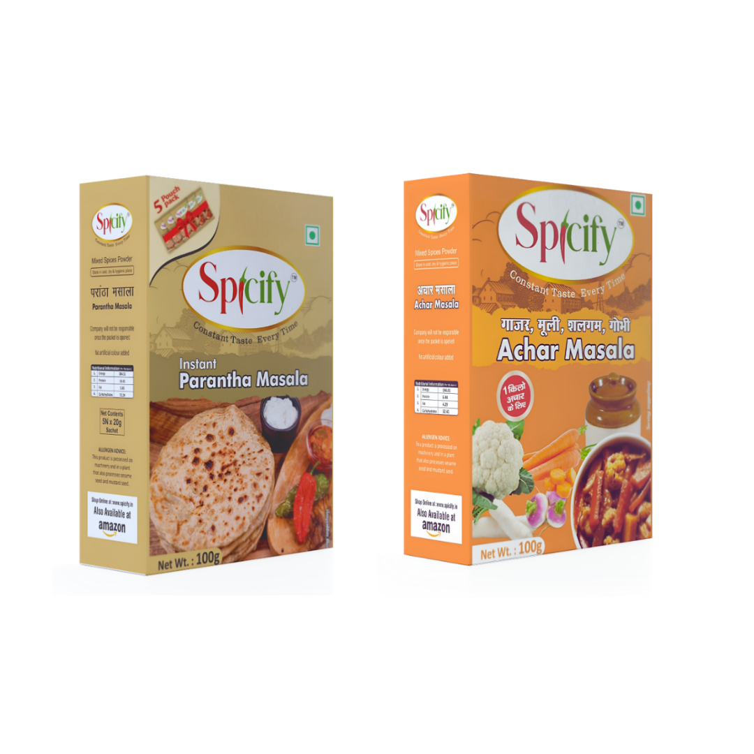 Spicify Parantha Masala+ Mix Veg Achar Masala| Pack of 2 - 100g each