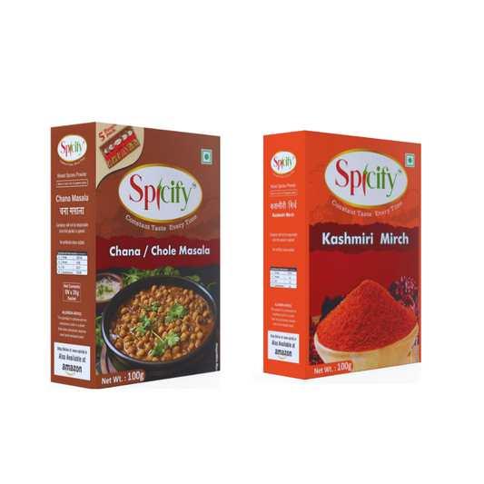 Spicify Chole Masala + Kashmiri Mirch Powder | Pack of 2 100g each