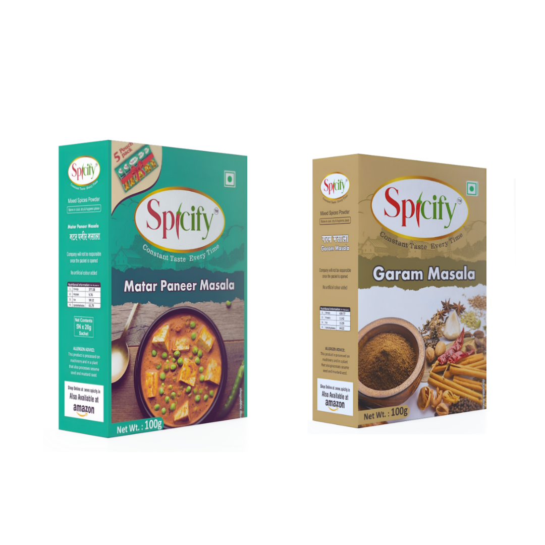 Spicify Matar Paneer Masala + Garam Masala | Pack of 2 100g Each