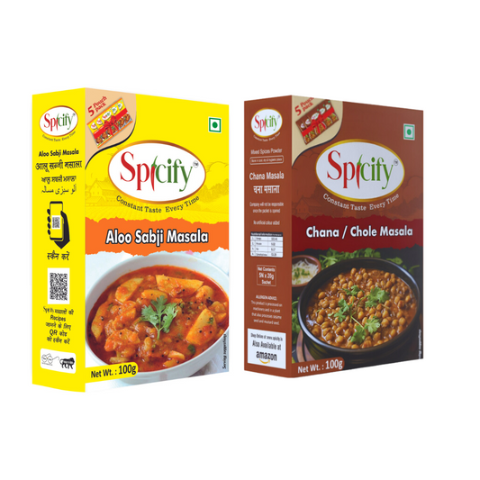 Spicify Aloo Sabji Masala+ Chana/Chole Masala| Pack of 2-100g each