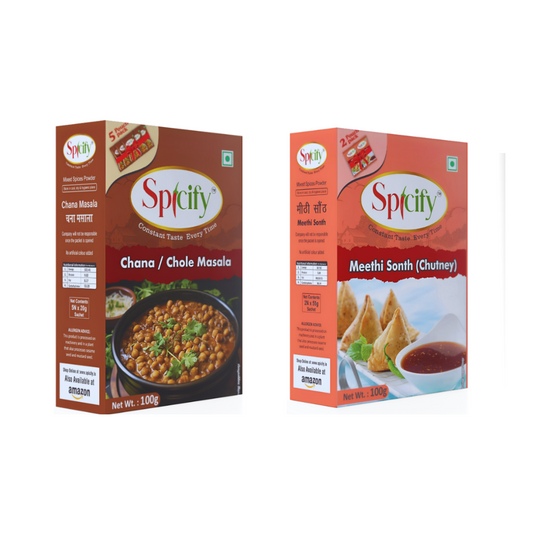 Spicify Chole Masala + Meethi Sonth (Chutney) | Pack of 2 100g Each