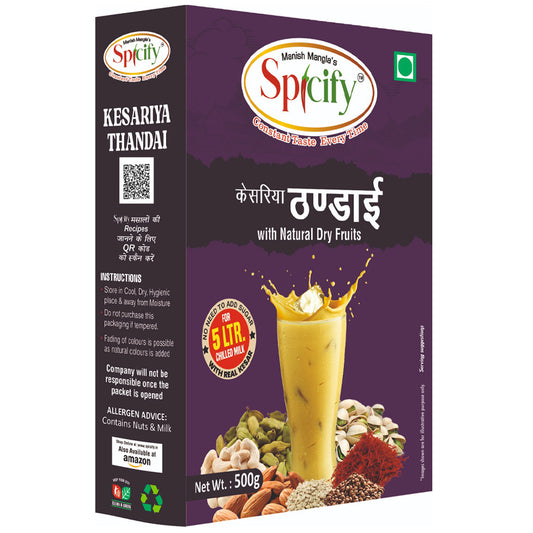 Spicify Kesariya Thandai 500g | Made with Natural Dry Fruits & Real Kesar | Healthy & Refreshing Drink