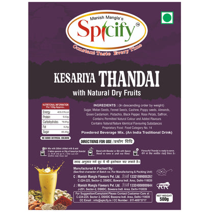Spicify Kesariya Thandai 500g | Made with Natural Dry Fruits & Real Kesar | Healthy & Refreshing Drink