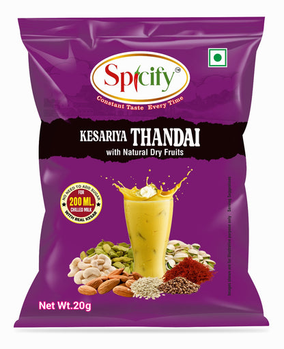 Spicify Kesariya Thandai - Buy 15 Pcs & Get 5 Free | 20g Sachet | 20 Sachet Pack